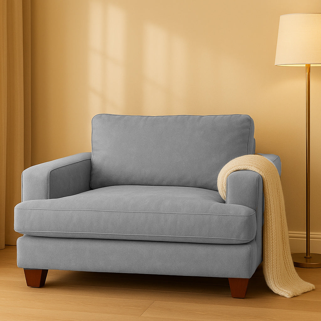 Noosa Fabric Armchair with Block Back Design-Silver