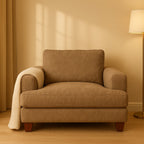 Noosa Fabric Armchair with Block Back Design-Toffee