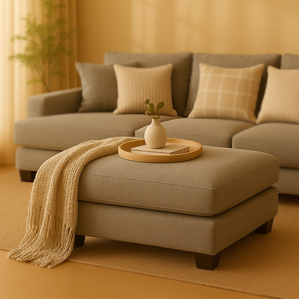 Noosa Fabric Ottoman-Pebble