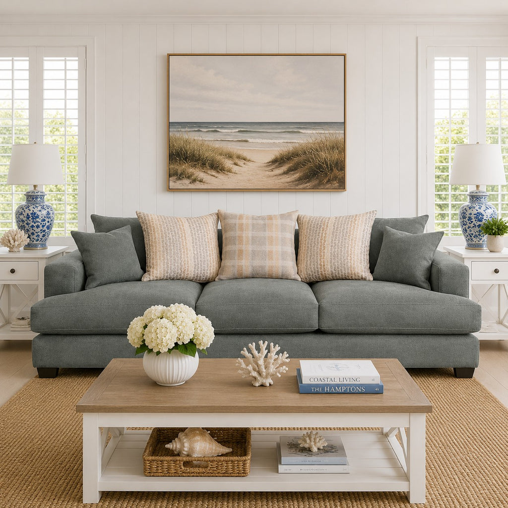 Noosa 3 Seater Fabric Sofa with Scatter Back Design