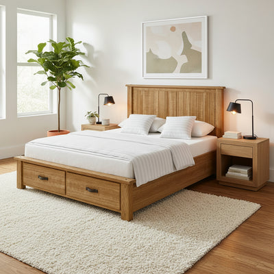 Oberon King Bed with Storage-Natural hover image