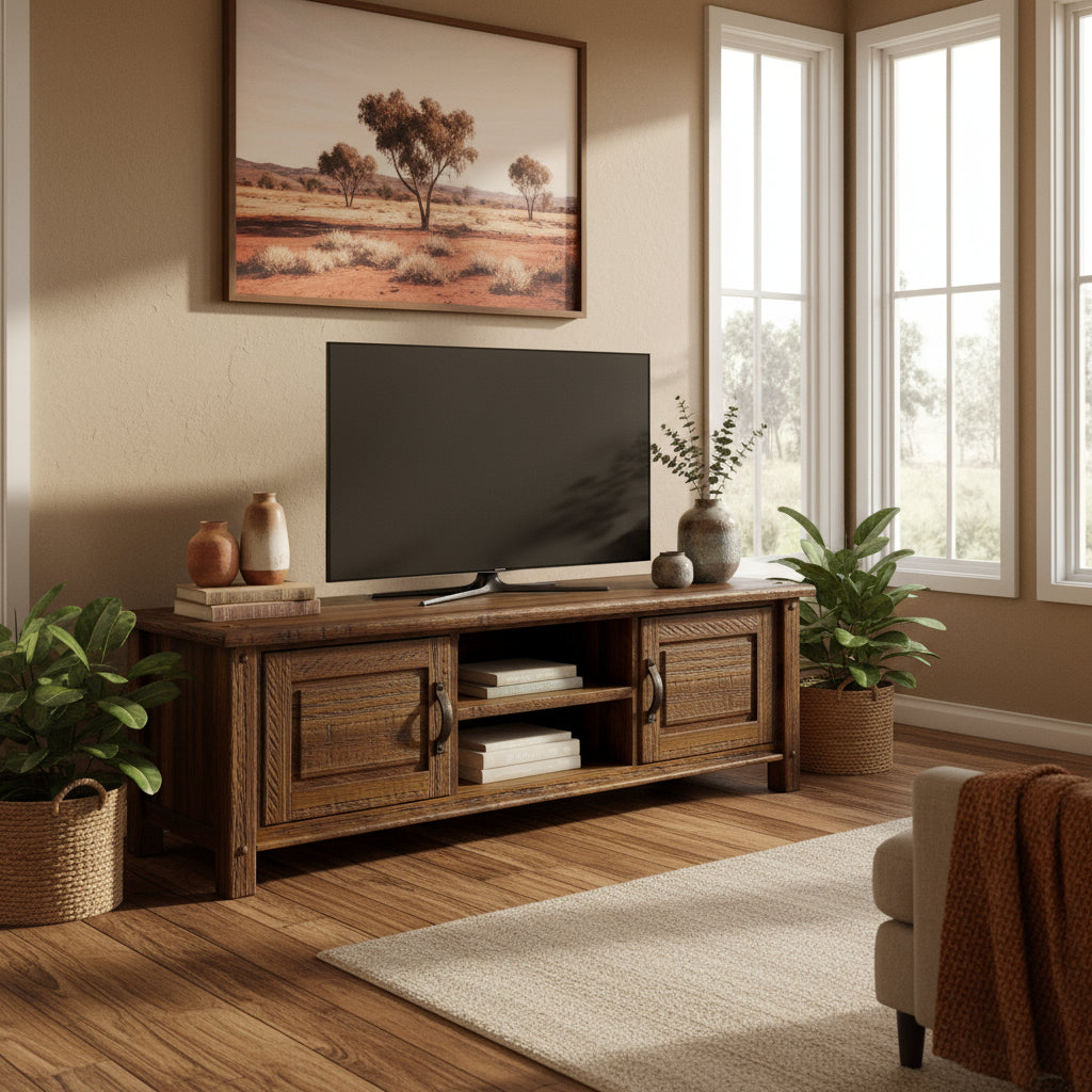 Oberon Entertainment Unit-Light Walnut