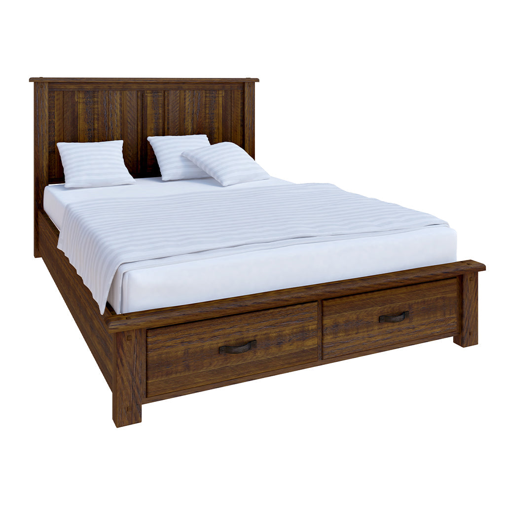 Oberon Queen Bed with Storage-Light Walnut