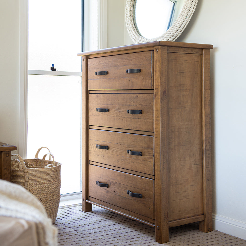 Oberon 4 Drawer Tallboy-Natural