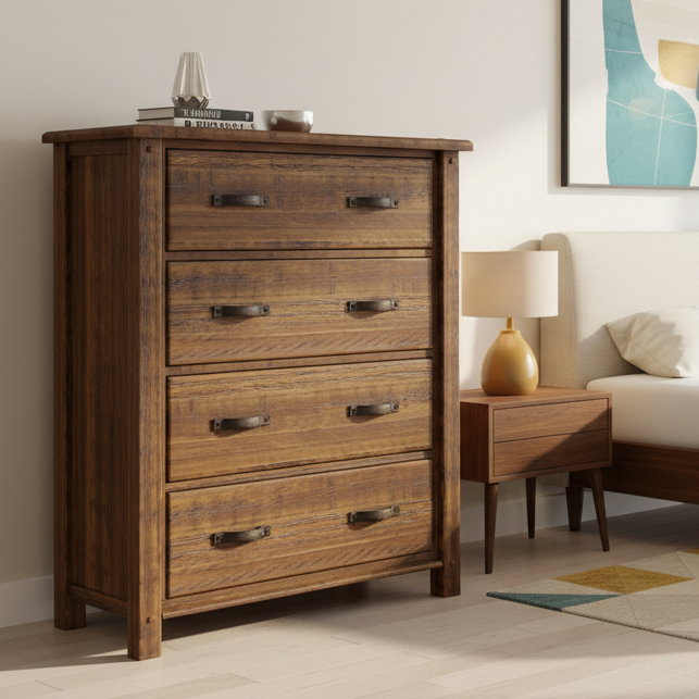 Oberon 4 Drawer Tallboy-Light Walnut