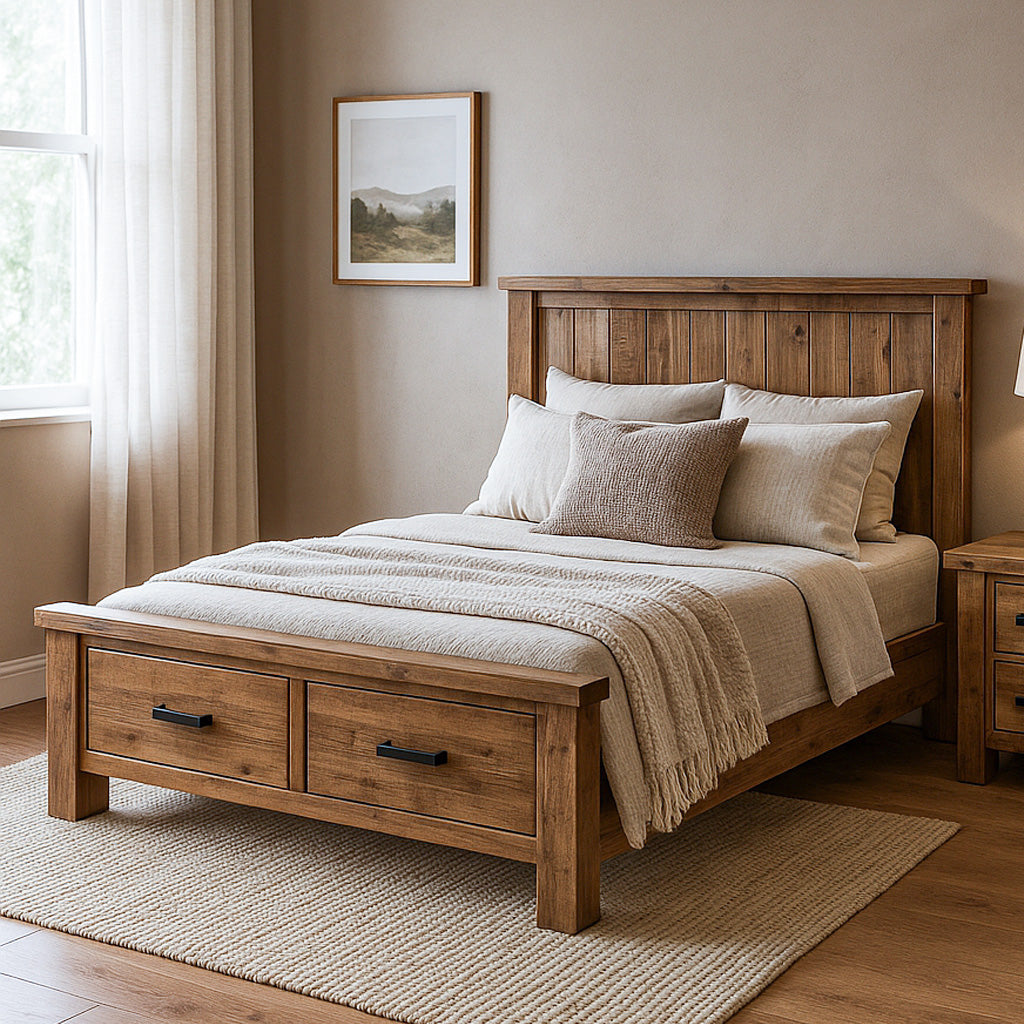 Outback Queen with Under Bed storage-Rustic Oak
