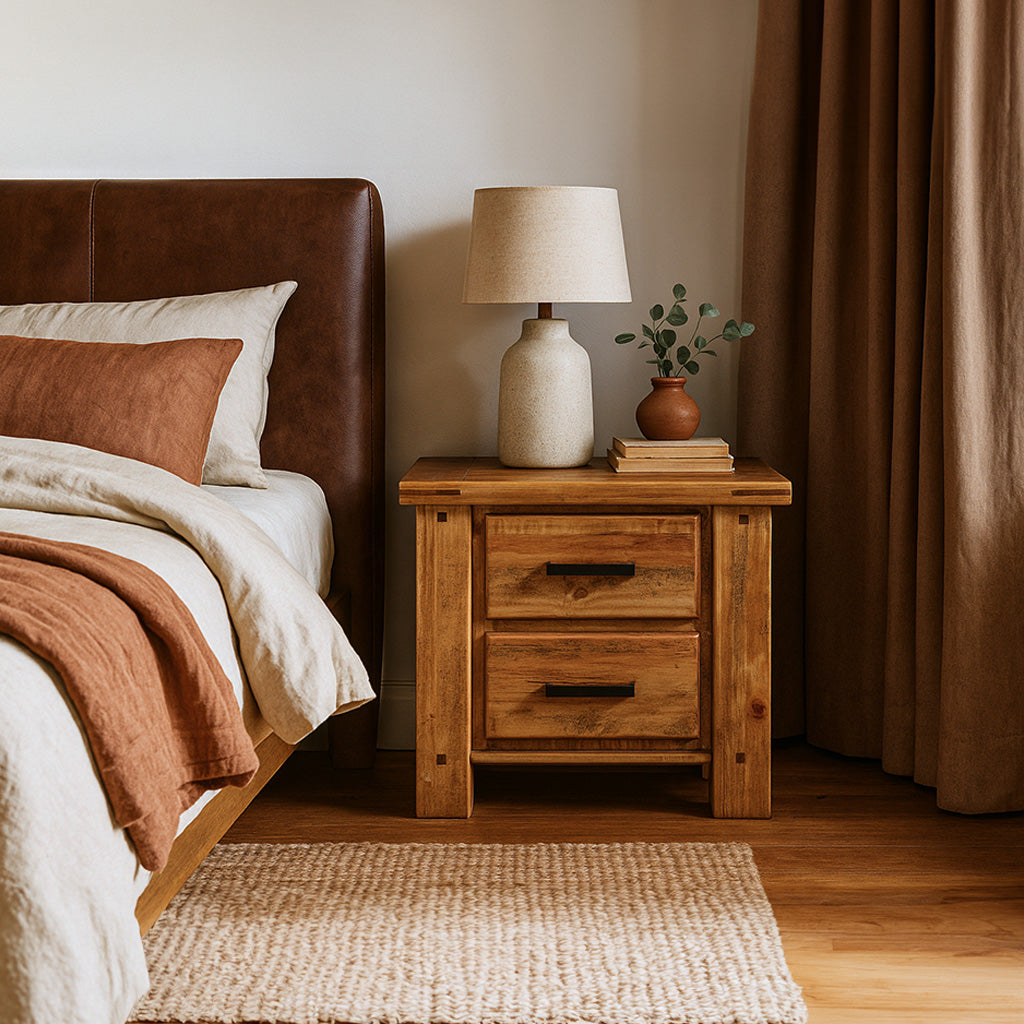 Outback Bedside Table-Rustic Oak