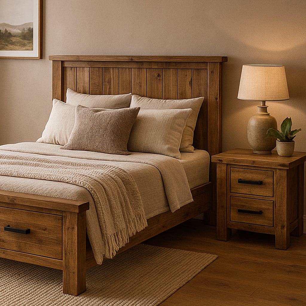 Outback Queen with Under Bed storage-Rustic Oak