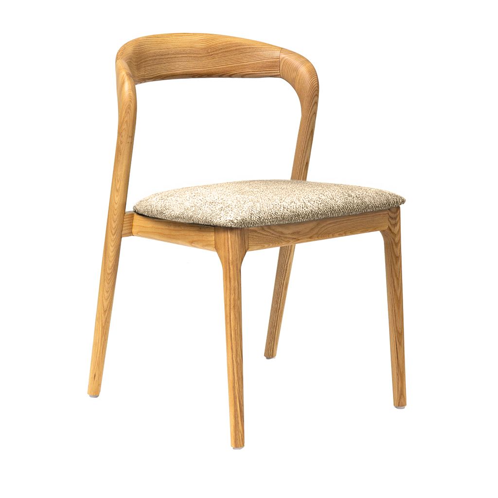 Shannen Dining Chair-Oak Frame with Beige Fabric Seat
