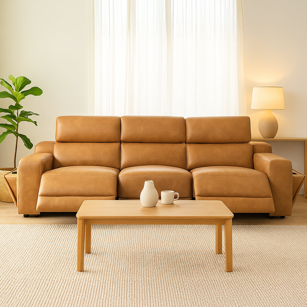 Panamera 3 Seater Fabric Power Recliner Triple Motor-Windor