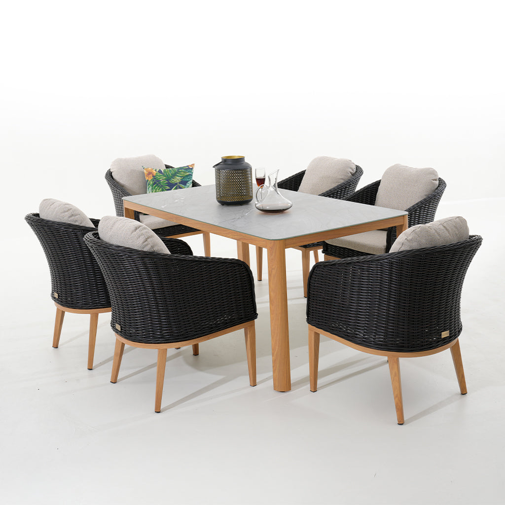 Park Orchards 7PC Dining Black Frame Light Beige Cushion