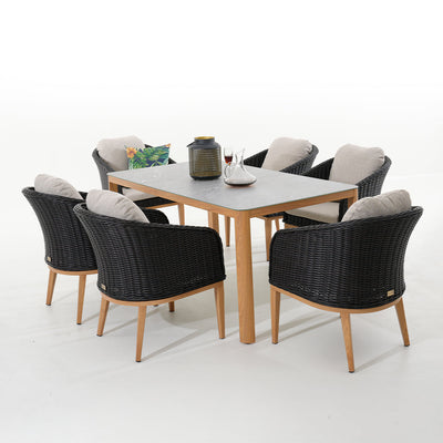 Park Orchards Outdoor 7 Piece Dining Set-Black