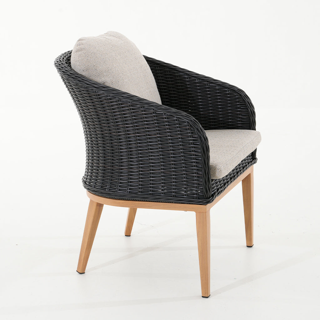 Park Orchards Dining Chair Black Frame Light Beige Cushion