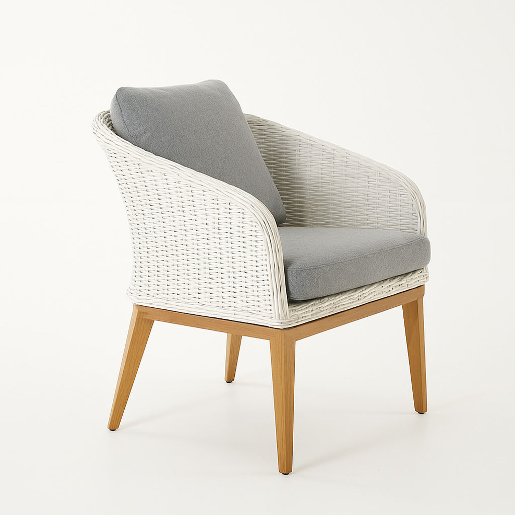 Park Orchards Dining Chair White Frame Light Grey Cushion