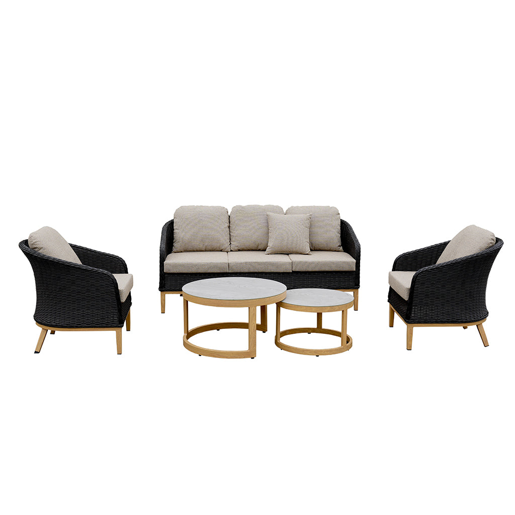 Park Orchards 5PC Black Black Frame Light Beige Cushion