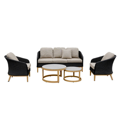 Park Orchards 5PC Black Black Frame Light Beige Cushion