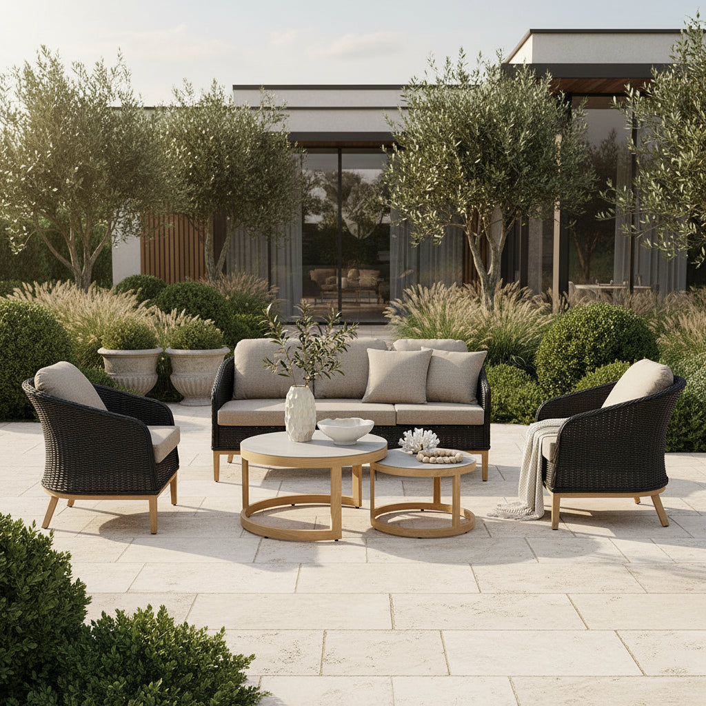 Park Orchards 5PC Black Black Frame Light Beige Cushion