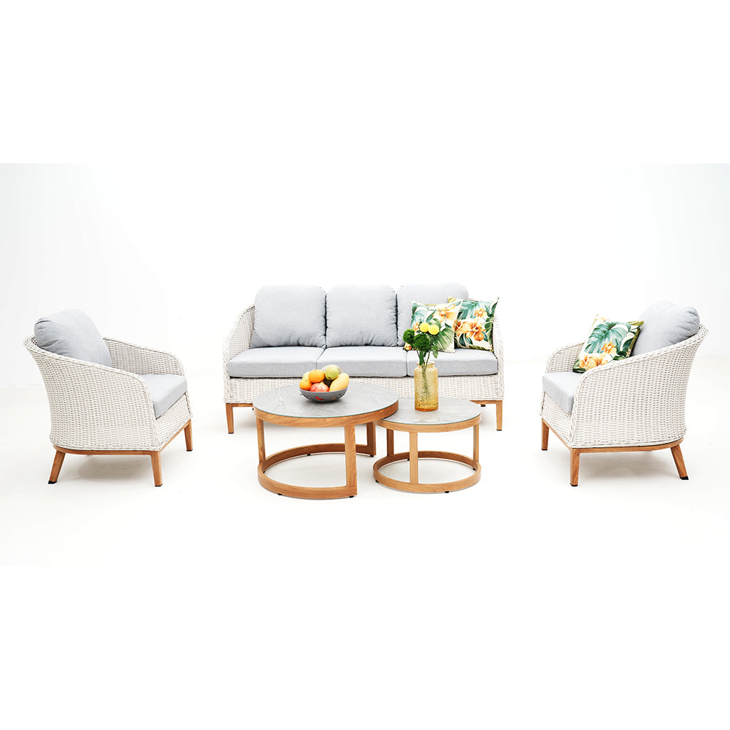 Park Orchards 5PC White Frame Light Grey Cushion