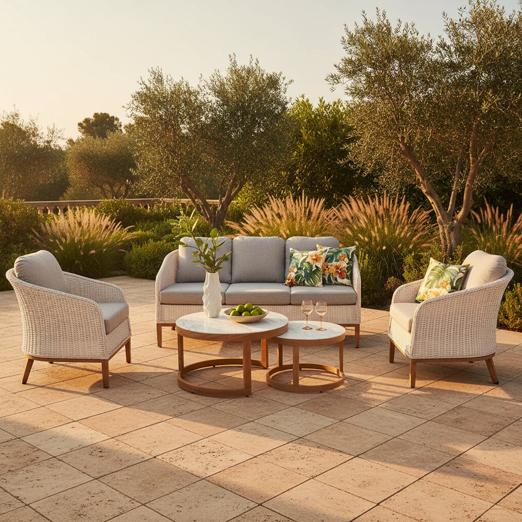 Park Orchards 5PC White Frame Light Grey Cushion