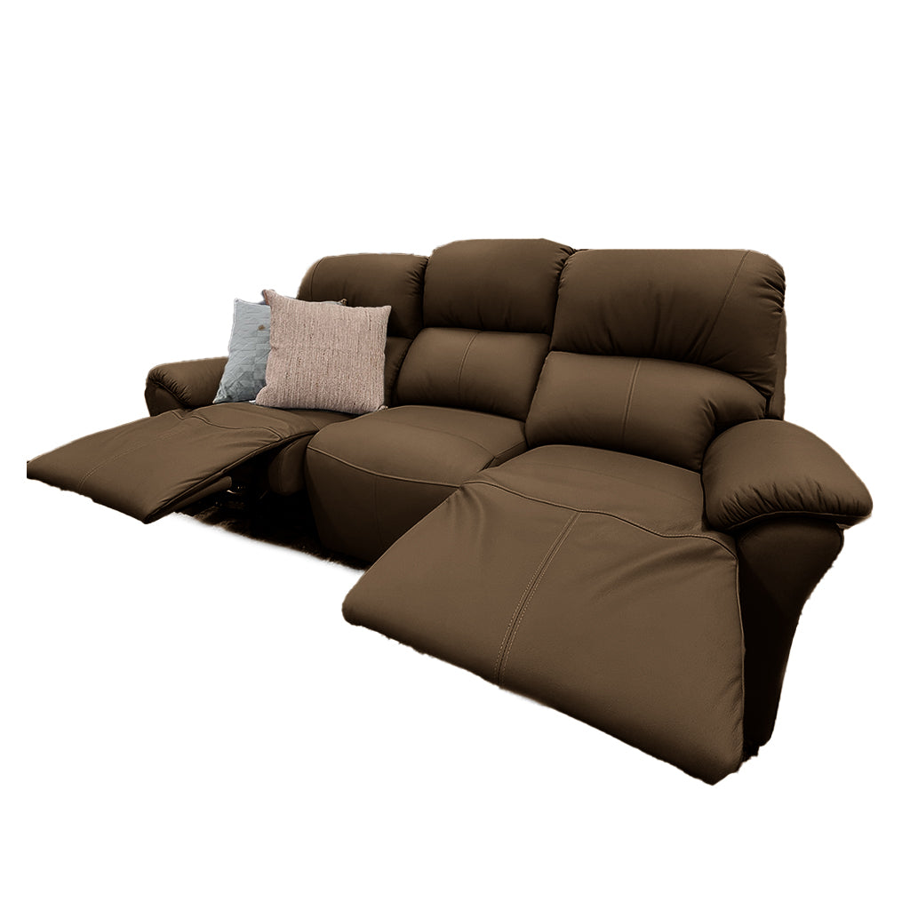 Penrose 3 Seater Leather Manual Recliner-Saddle