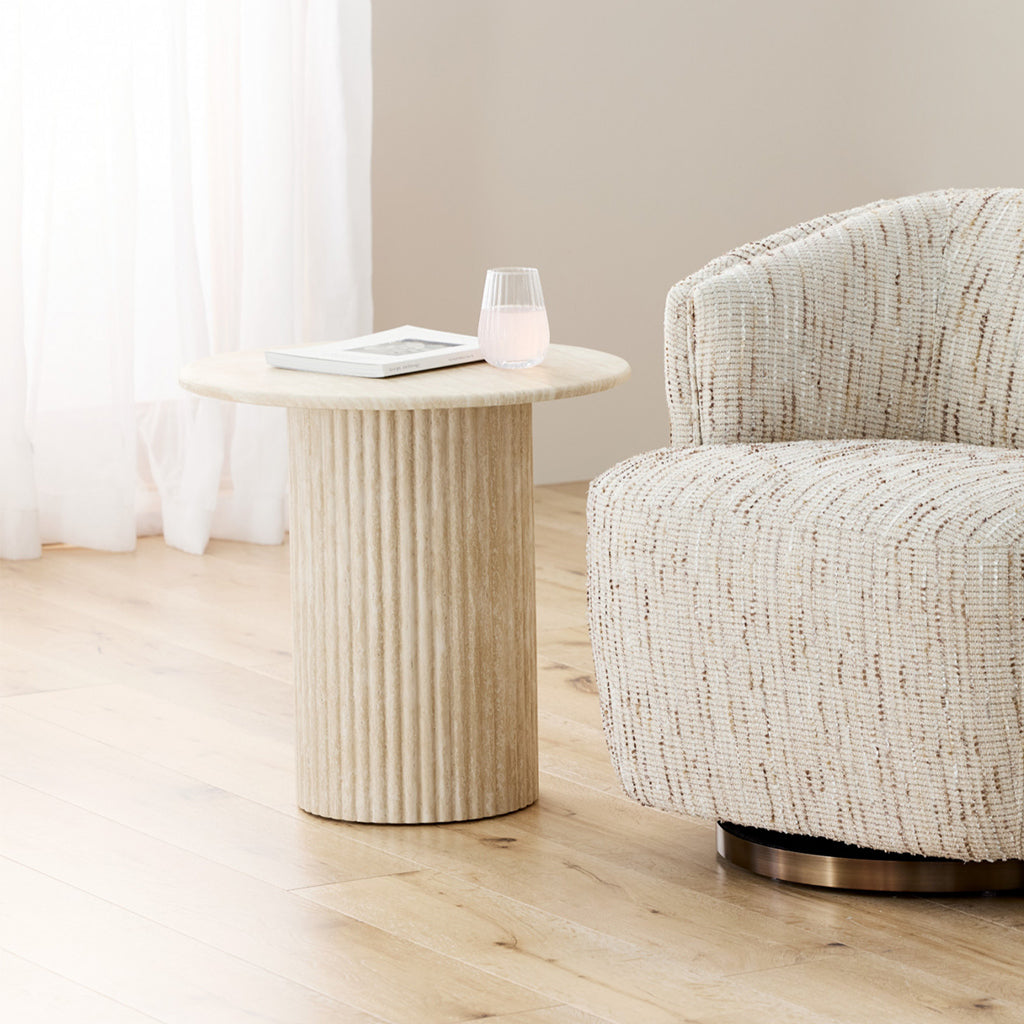 Pompeii Side Table-Travertine
