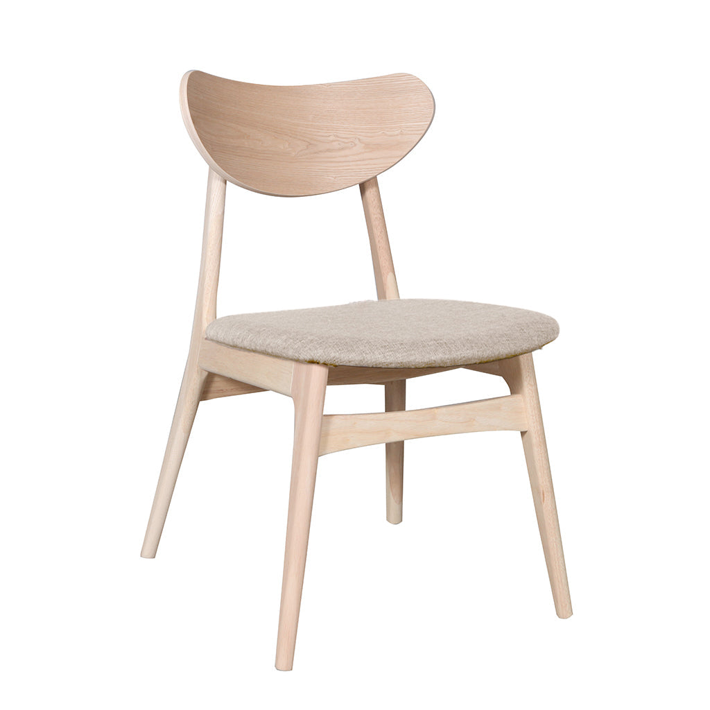 Finland Dining Chair-Raw with Calico Fabric Seat