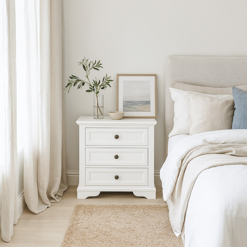 Sala 3 drawer Bedside-White