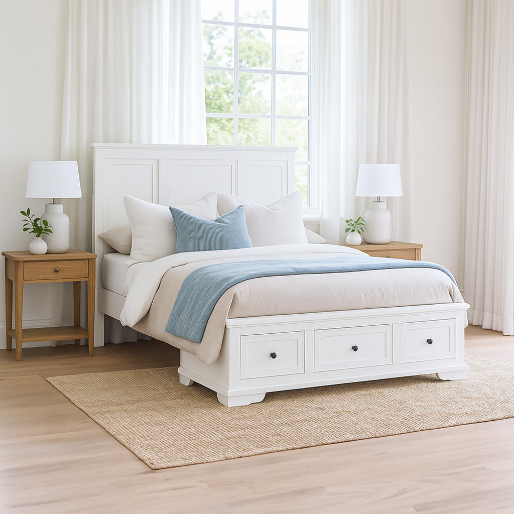 Sala Queen Bed with Storage-White