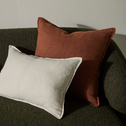 Como Rectangular Linen Cushion 60cm x 40cm-Snow
