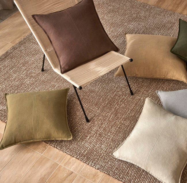 Como Square Linen Cushion 50cm x50cm-Oatmeal