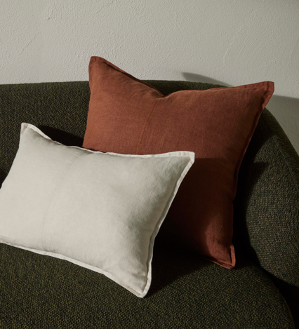 Como Rectangular Linen Cushion 60cm x 40cm-Oatmeal