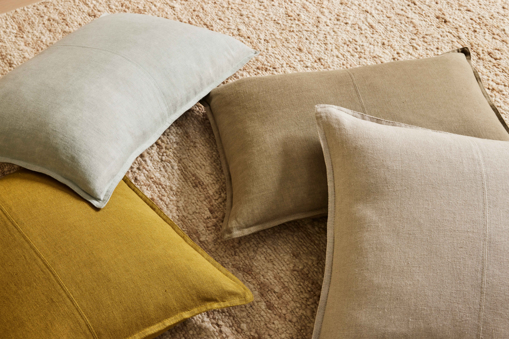 Como Square Linen Cushion 50cm x50cm-Moss