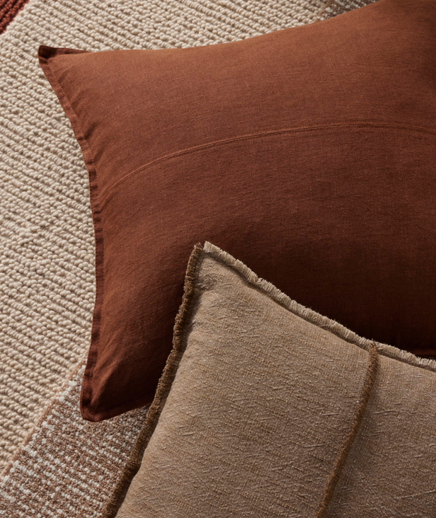 Como Square Linen Cushion 50cm x50cm-Henna