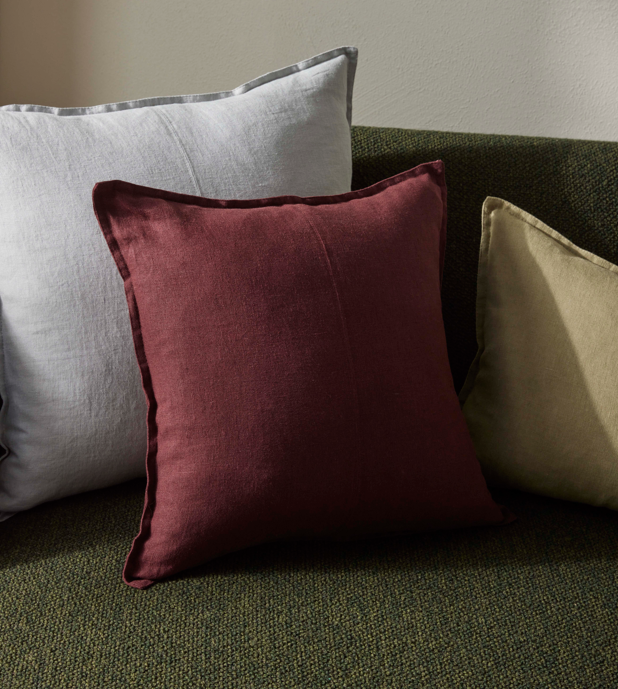 Como Square Linen Cushion 50cm x50cm-Garnet