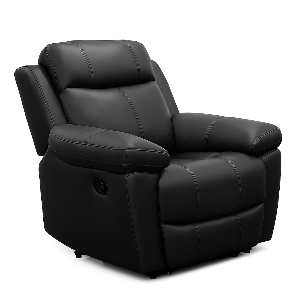 Seattle Leather Manual Recliner-Black