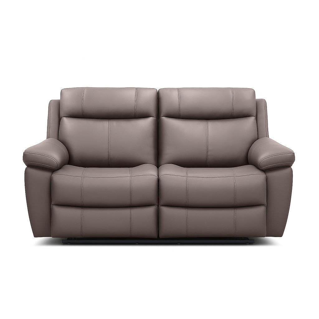 Seattle 2 Seater Leather Manual Recliner-Dark Brown
