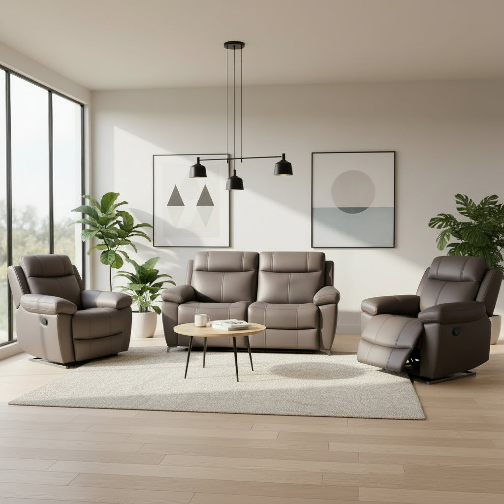 Seattle 3 Piece Leather Manual Recliner Suite