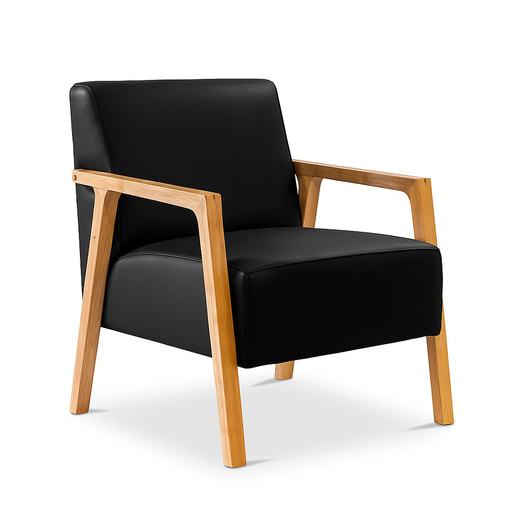 Stanford Leather Accent Chair-Black