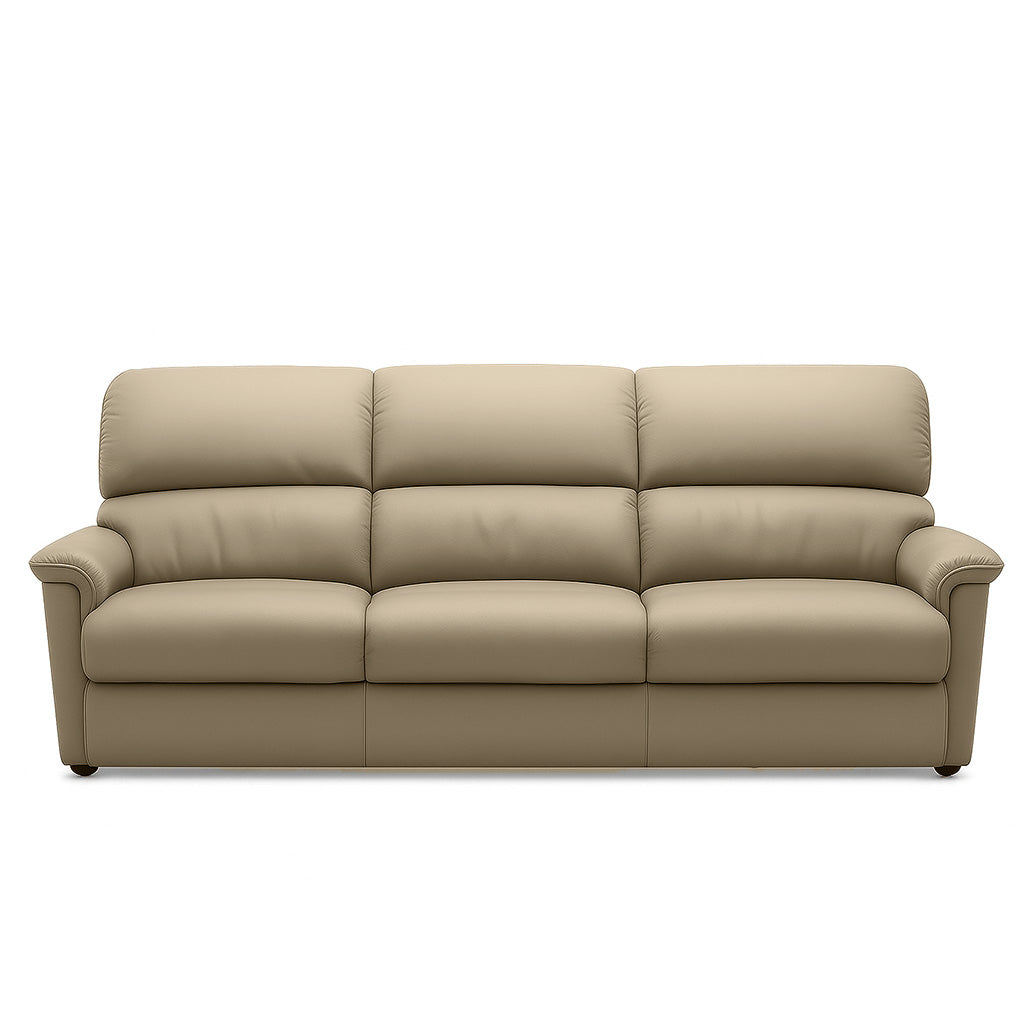 Lazboy Stanley 3 Seater Leather Sofa-Mushroom
