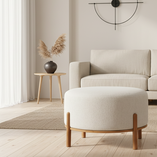 Stoltz Round Ottoman-Alabaster