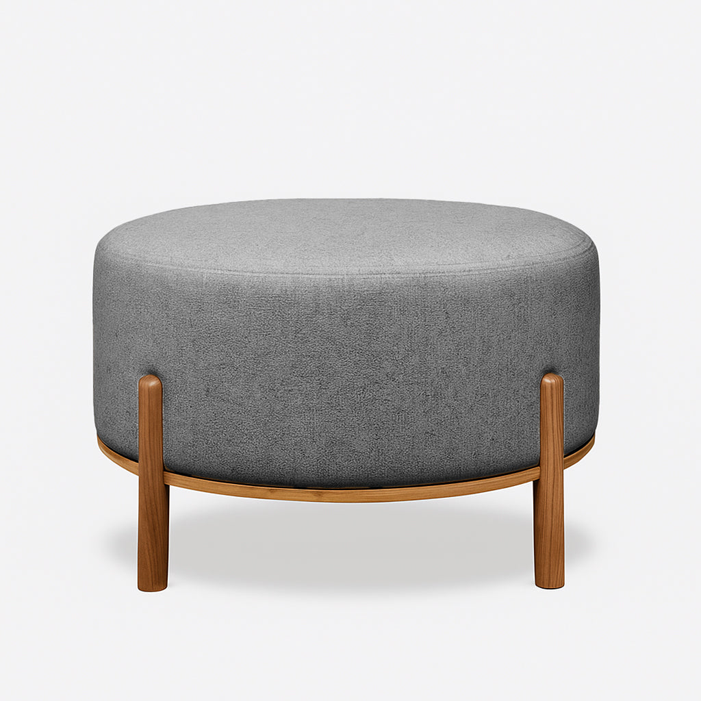 Stoltz Round Ottoman-Silver