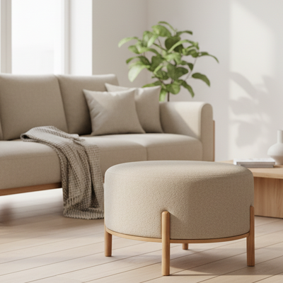 Stoltz Round Ottoman-Wheat hover image