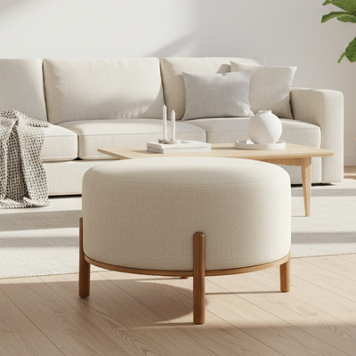 Stoltz Round Ottoman-Linen hover image
