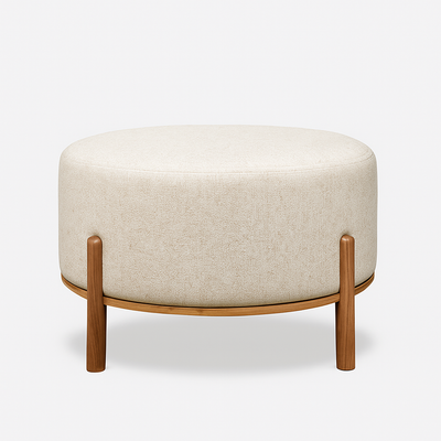Stoltz Round Ottoman-Linen