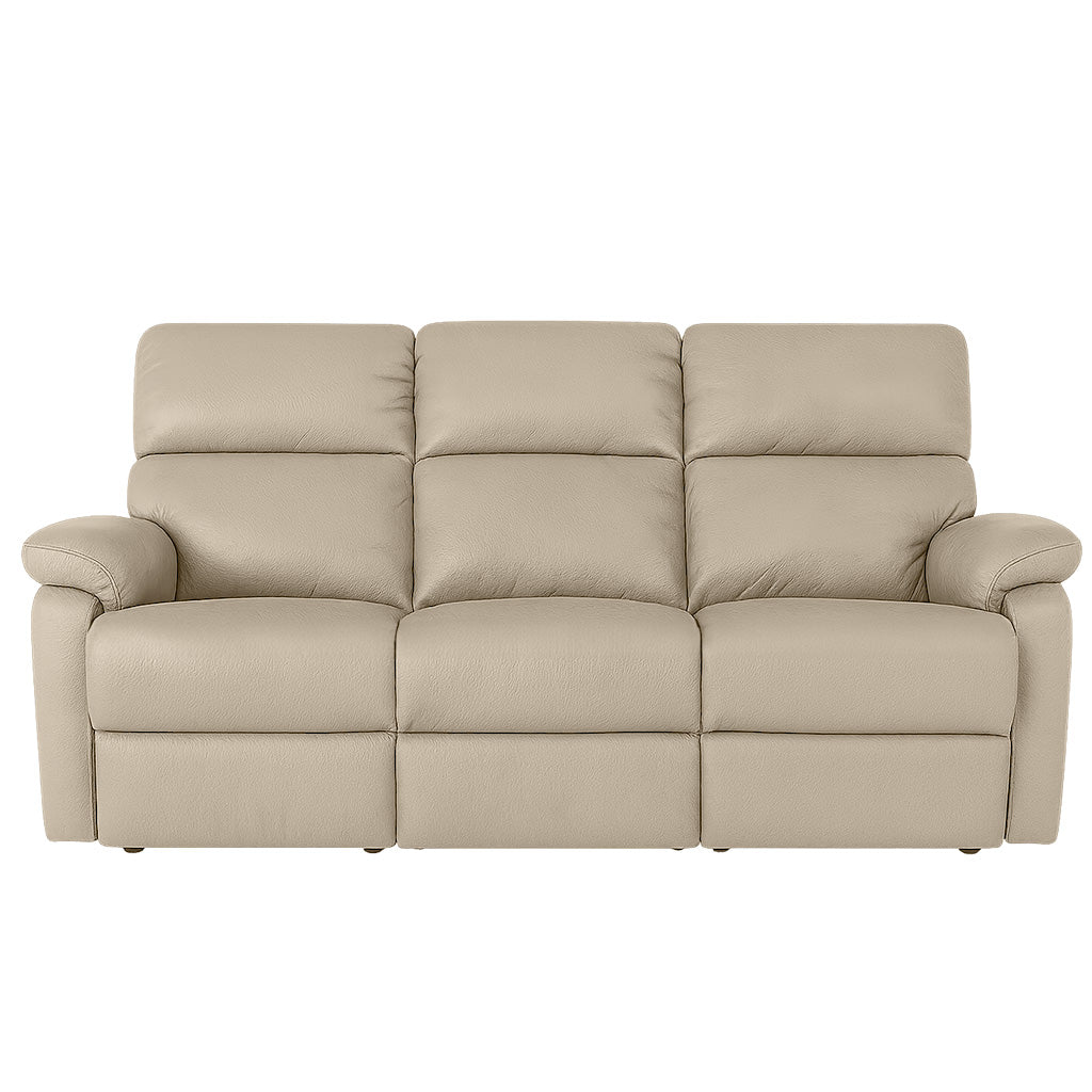 Lazboy Summit 3 Seater Leather Recliner-Mushroom