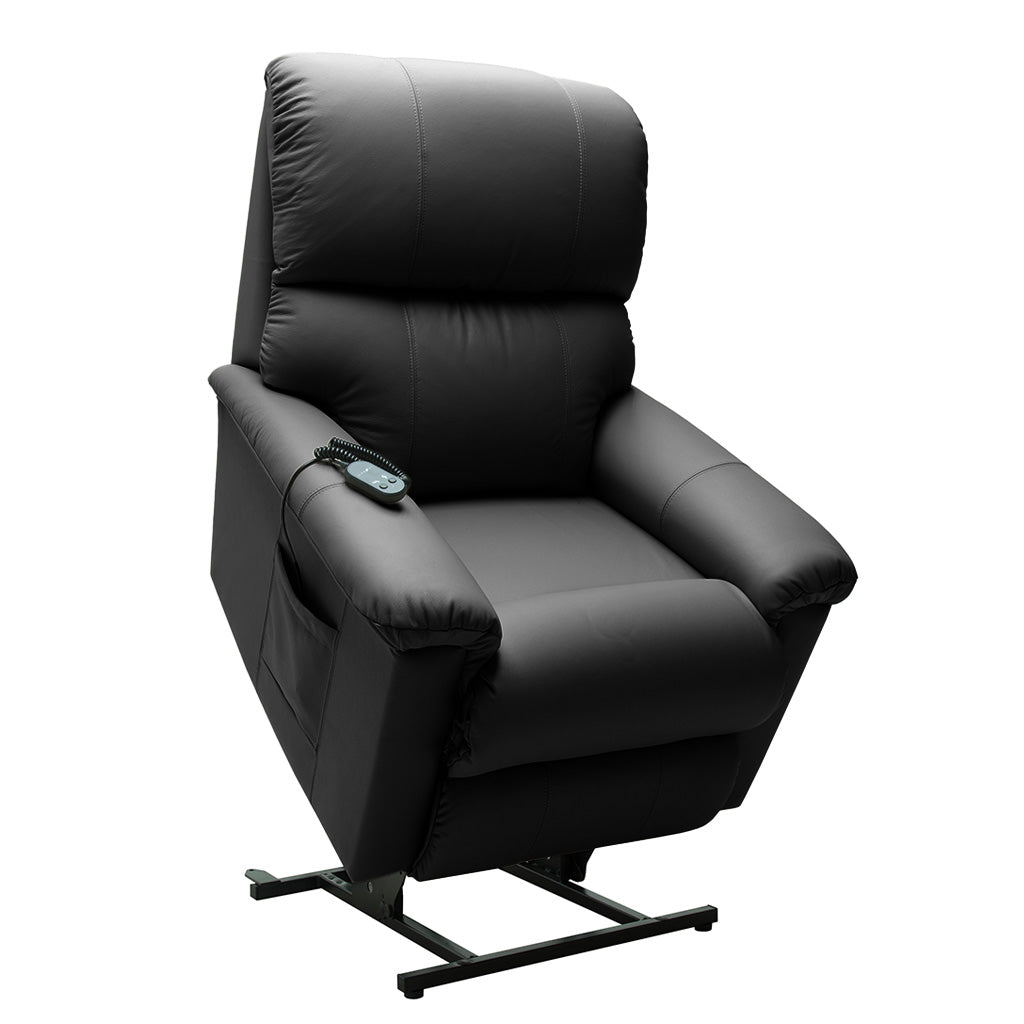 Lazboy Summit Leather Bronze Power Lift Chair-Black