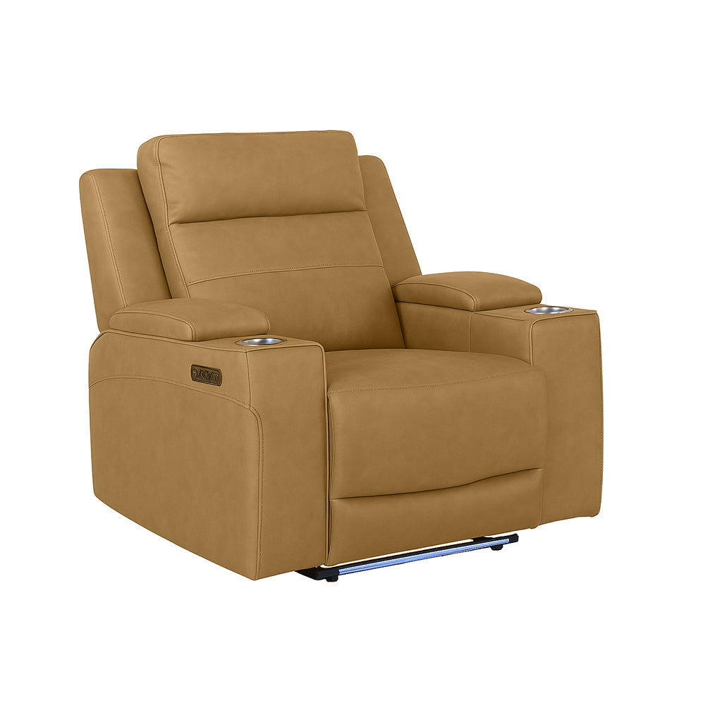 Taycan Fabric Power Recliner-Almond