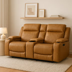 Taycan 2 Seater Fabric Power Recliner-Almond