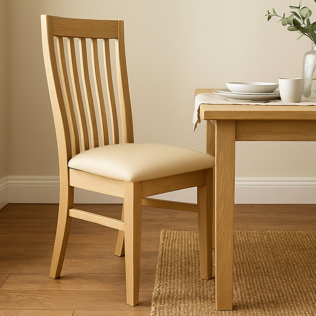 Tuscany Dining Chair-Clear Stain with Latte Vinyl Seat