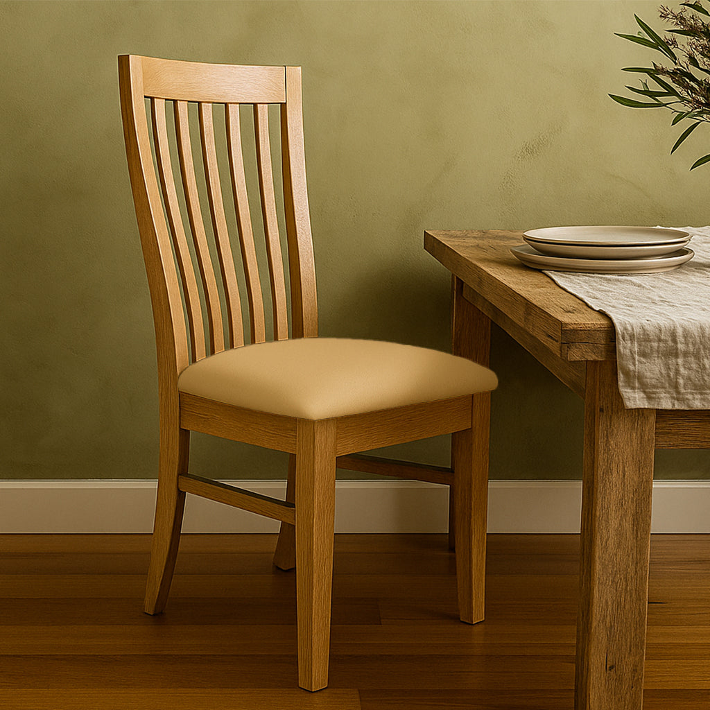 Tuscany Dining Chair-Wheat Stain with Latte Vinyl Seat